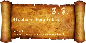 Blauhorn Henrietta névjegykártya
